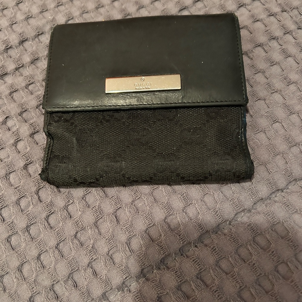 Gucci Foldover Wallet Leather and canvas